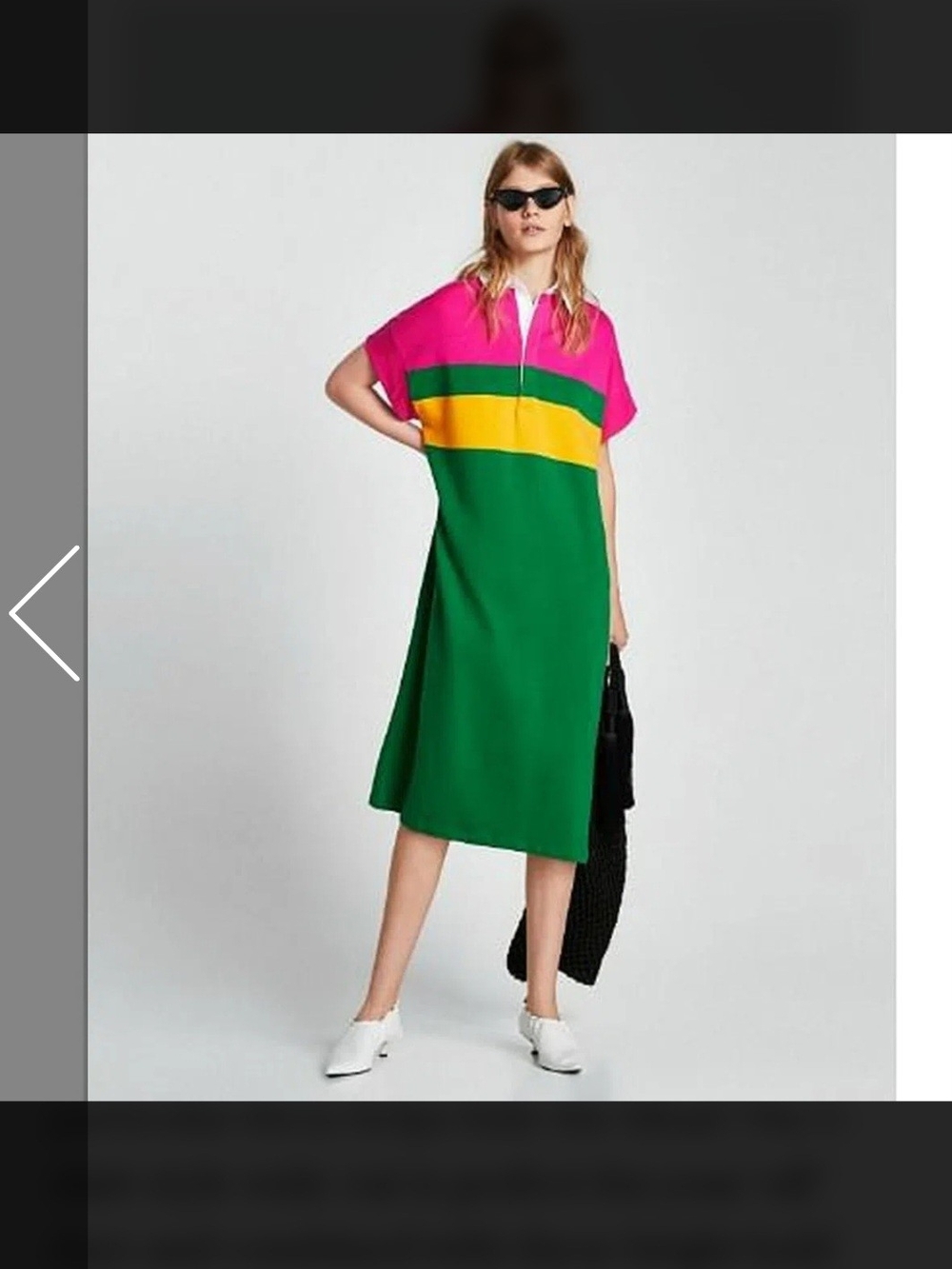 Zara Colorblock Polo Midi Dress in Pink, Yellow & Green